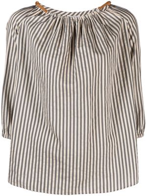Alysi stripe-print round neck blouse - Grey
