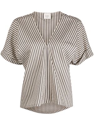 Alysi stripe-print V-neck T-shirt - Grey