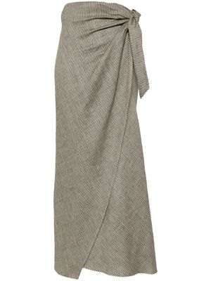 Alysi striped linen-blend skirt - Grey