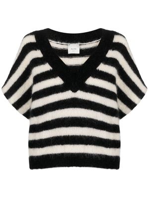 Alysi striped mohair-blend knitted T-shirt - Black