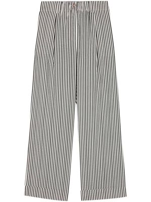 Alysi striped seersucker straight trousers - Black