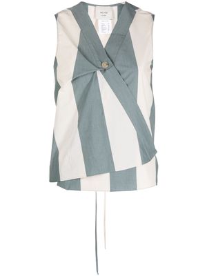 Alysi striped sleeveless cotton blouse - Blue