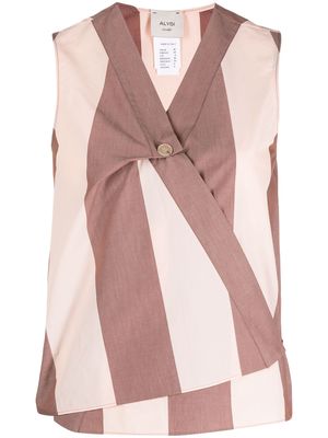 Alysi striped sleeveless cotton blouse - Neutrals