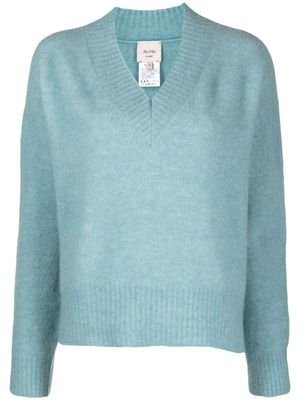 Alysi V-neck fine-knit jumper - Blue