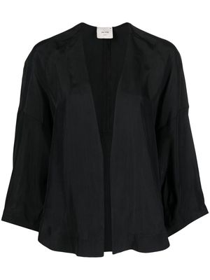 Alysi V-neck long-sleeved silk blouse - Black