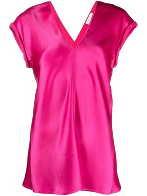 Alysi V-neck short-sleeved blouse - Pink