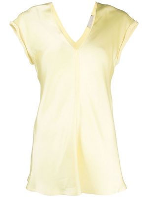 Alysi V-neck short-sleeved blouse - Yellow