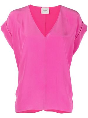 Alysi V-neck silk blouse - Pink