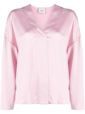 Alysi V-neck silk shirt - Pink