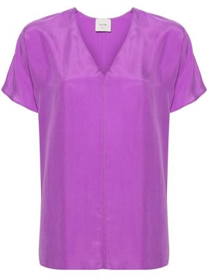 Alysi V-neck silk T-shirt - Purple
