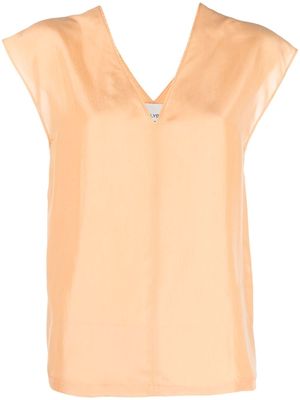 Alysi V-neck silk top - Orange