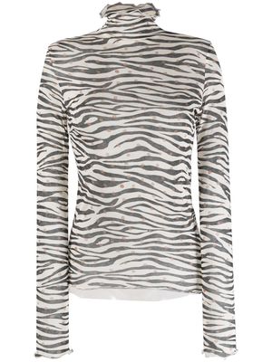 ALYSI zebra-print long-sleeve top - White
