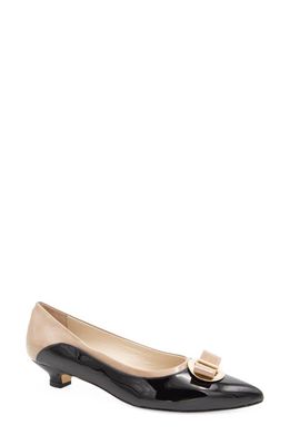 Amalfi by Rangoni Ariete Pointed Toe Kitten Heel Pump in Black Glove Taupe Glove