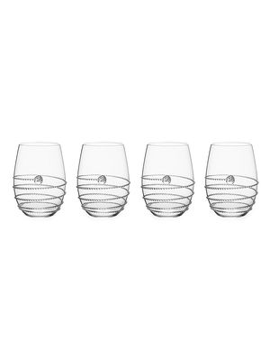 Amalia 4-Piece Stemless White Wine Glass Set - Clear