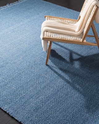 Amalie Blue Hand-Woven Flat Weave Runner, 3' x 8'