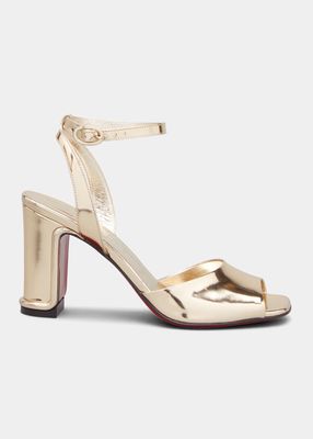 Amalili Metallic Red Sole Ankle-Strap Sandals