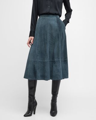 Amanda A-Line Suede Midi Skirt