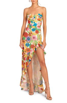 Amanda Uprichard Eden Floral Ruffle High-Low Gown in Poppy Floral