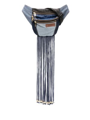 Amapô fringe-detail denim belt bag - Blue