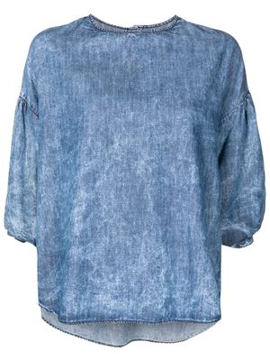 Amapô short sleeve denim blouse - Blue
