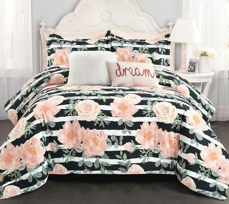 Amara Watercolor Rose Full/Queen Comforter Set y Lush Decor
