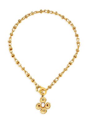 Amarre Trefle 24K-Gold-Plated & Multi-Gemstone Clover Pendant Necklace