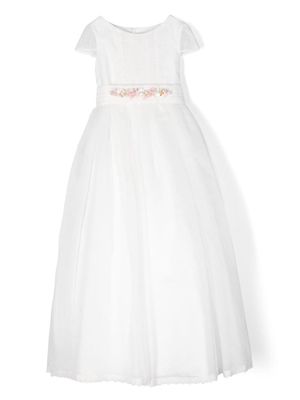 AMAYA floral-appliqué empire-line maxi dress - White