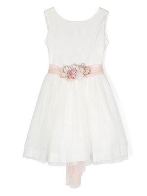 AMAYA floral-appliqué party dress - White