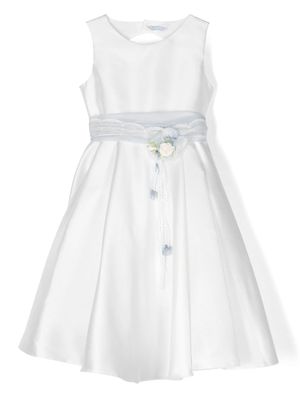 AMAYA floral-appliqué puffball midi dress - White