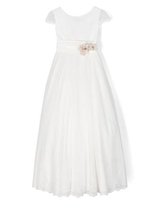 AMAYA floral-appliqué tulle communion dress - White