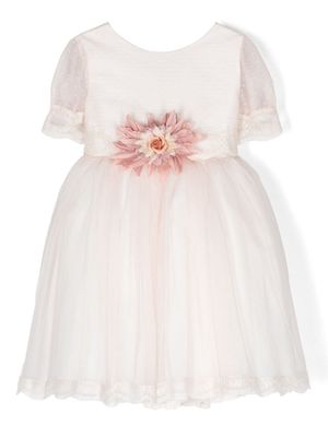 AMAYA floral-appliqué tulle dress - Pink