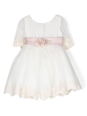 AMAYA floral-appliqué tulle dress - White