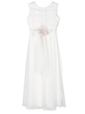 AMAYA floral-appliqué tulle jumpsuit - White