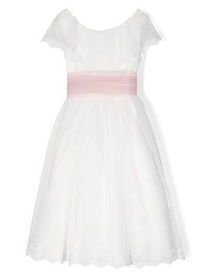 AMAYA floral-embroidered tulle communion dress - White