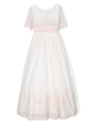 AMAYA lace-embroidered tulle communion dress - White
