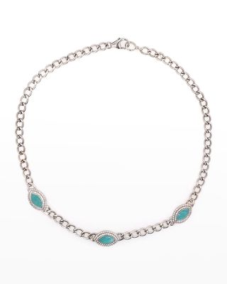 Amazonite and Diamond Double Halo Havana Chain Necklace