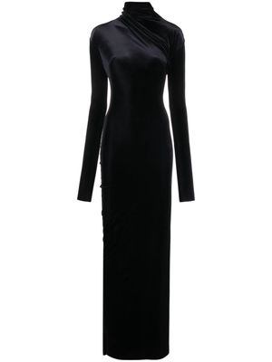Amazuìn Chelsea draped velvet maxi dress - Black