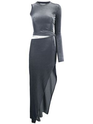 Amazuìn Elsa asymmetric velvet maxi dress - Grey