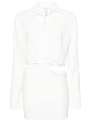 Amazuìn Gwen knot-detail shirt minidress - White