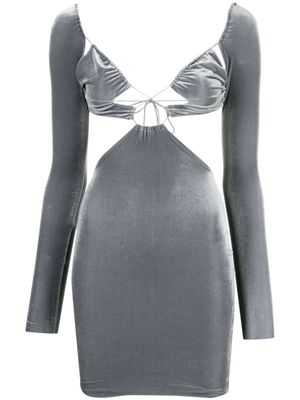 Amazuìn velvet-effect open-back minidress - Grey