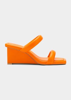 Amber Puffy Two-Band Wedge Sandals