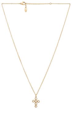 Amber Sceats Cross Pendant Necklace in Metallic Gold.