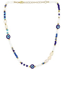 Amber Sceats Evil Eye Necklace in Blue.