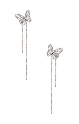 Amber Sceats x REVOLVE Butterfly Fly Drop Earrings in Metallic Silver.