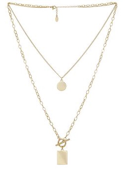 Amber Sceats x REVOLVE Double Trouble Necklace in Metallic Gold.