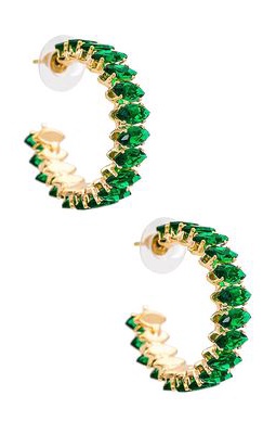 Amber Sceats x REVOLVE Emerald Hoop Earrings in Metallic Gold.