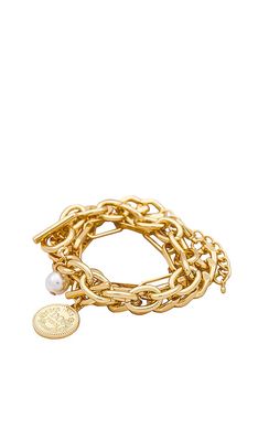 Amber Sceats x REVOLVE Lola Bracelet Set in Metallic Gold.