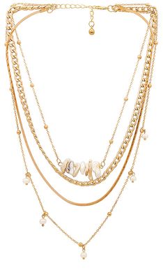 Amber Sceats x REVOLVE Pearl Layered Necklace in Metallic Gold.