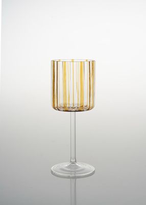Amber Striped Stemmed Wine Glass