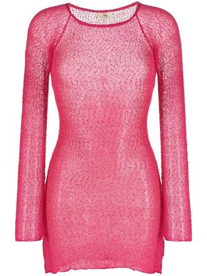 Ambra Maddalena Andy sheer knitted mini dress - Pink